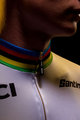 SANTINI джерсі з коротким рукавом - UCI WORLD 100 GOLD - веселка/білі