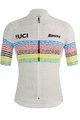 SANTINI джерсі з коротким рукавом - UCI WORLD CHAMP 100 - білі/веселка