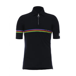 SANTINI футболка з коротким рукавом - UCI RAINBOW WOOL - веселка/чорний