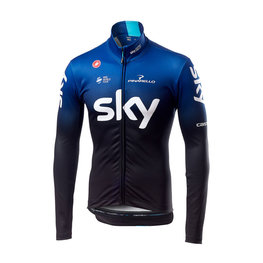 CASTELLI зимова футболка з довгим рукавом - TEAM SKY 2019 WINTER - синій/чорний/білі